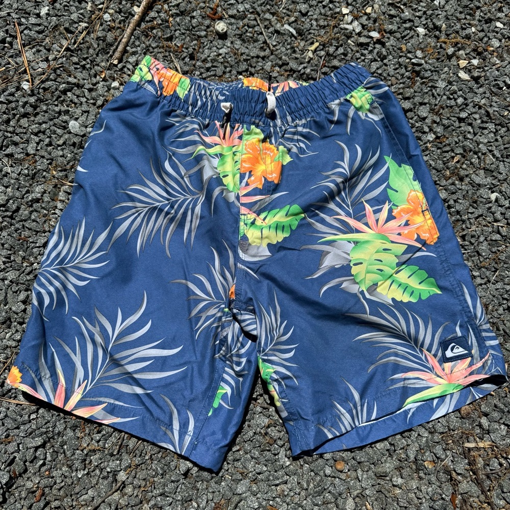 Quiksilver Blue Tropical Leaf Swim Shorts